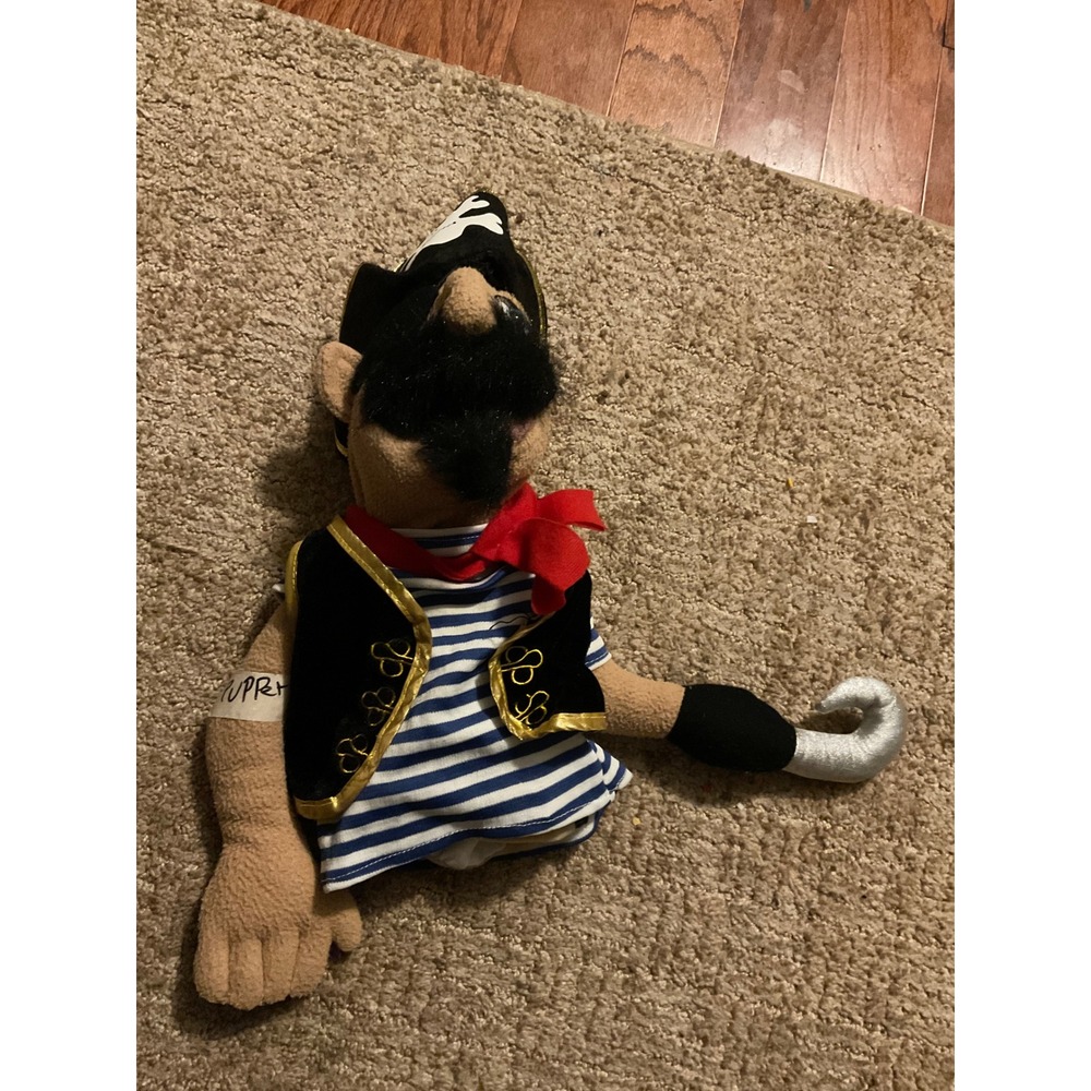 Melissa and Doug pirate Plush Hand Puppet Black Beard Hook Skull Tricorn Hat